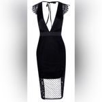 Boohoo  Carrie Dobbie & Lace V-Neck V-Back Dress with Lace Cap Sleeves Photo 3