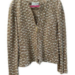 St. John Collection  Women's Brown White Tweed Knit Zip Up Sweater Jacket Size 10 Photo 0