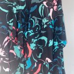 Aqua Green Black Teal Pink Floral Ruffled Tiered Tankini Swim Top Size XL Photo 2