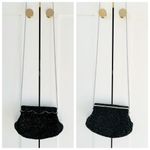 La Regale  Scalloped Black Beaded Ornate Evening Clutch Purse, Crossbody Chain Photo 4