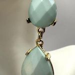 Sea green and gold teardrop drop earrings Photo 6