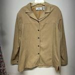 Erin London  Shirt Jacket Size L Tan Suedelike Cloth Super Soft Photo 0