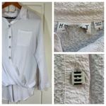 Habitat White Crinkle Button Down Top Blouse with Twist Front & Pocket - Size Small Photo 1