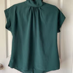 New Look  Green Mock Neck Blouse 8 Short Sleeve Elegant Women’s‎ Work Holiday Photo 0