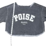 Comfort Colors  Poise Pilates Distressed Cropped Pullover Sweatshirt Charcoal M Photo 3