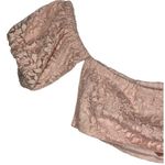 Eloquii Top Womens 22 Floral Lace Overlay Cropped Puff Sleeves Off Shoulder Pink Photo 7