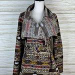 Justice Cowgirl  Brown Western Ikat Southwestern Tribal Raw Hem Cardigan Photo 0