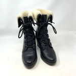 Sorel After Hours Lace Shearling Boot Black Leather Wedge Size US 6 Photo 5