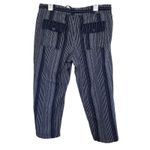 Gap  Linen Blend Navy Striped Cropped Pants Size Large Casual Coastal Boho Travel Photo 1