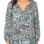 Lilly Pulitzer Sarabeth top in Shorely Blue silk XS Photo 0