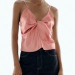 ZARA Satin Effect Knotted Silky Flowy V-Neck Plunge Sexy Tank Top SZ XS Photo 0