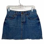 ASOS 100% Cotton Dark Wash Frayed Hem Micro Mini Denim Skirt Photo 0