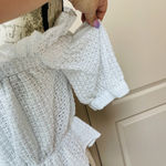 EXPRESS Y2K white crochet off shoulder Embroidered blouse crop top Sz L Photo 5