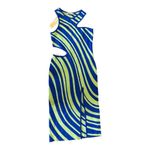 PAOLA BERNARDI Stela Striped Sleeveless Midi Cutout Dress Sz L NWT Blue Photo 2