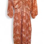Free People Golden Hour Maxi Dress orange Fall floral Smocked Bohemian Womens S Photo 0
