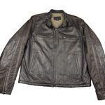 ALDO Leather Nylon Moto Jacket Coat Men Size Large Wool Blend Herringbone Lining Photo 0