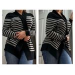 White House | Black Market  Size Medium Black Gray Stripes Striped Cardigan Sweater Photo 1