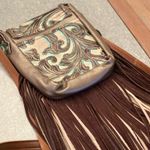 Hide Junky Metallic bronze and accents in turquoise and brown embossed crossbody purse Photo 2