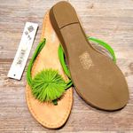 Sondra Roberts NWT  Neon Green Sandals with pompom detail Size 6 Photo 2
