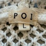 POL  American Flag Open Knit Crochet Sweater Top Hoodie Red White and Blue Large Photo 7