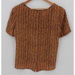 Evan Picone Vintage Evan-Picone Silk Blouse Artsy Office Brown Geo Print Button Back‎ Size 8 Photo 1