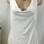 Ymi  White Sleeveless Lace Sharkbite Asymmetric Hem Drape Neck Top M Photo 0