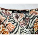 ZARA AOP Ikat Print Tiered Elastic Waist Dress Tan Green Tribal MEDIUM Boho Chic Photo 4