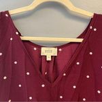 Blu Pepper Perch by Blouse Maroon Polka Dot V Neck Knot Front 3X EUC Short Slv Photo 1