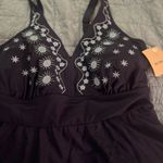 Bloomchic Navy Swim Dress NWT Women’s size 10 White Photo 1