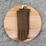 Elegant Khaki Gloves with Pearl Beads Tan Photo 1