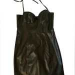 Pretty Little Thing  Dark Khaki PU Cup Detail Halterneck Bodycon Dress Photo 2