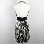 Carmen Marc Valvo  Pleated Cocktail Party Halter Dress Black White Beaded Size 4 Photo 6