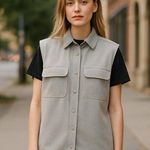 H&M NWT  Sleeveless Shirt Jacket Oversized Pockets XS Photo 0