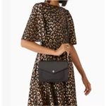 Kate Spade  Black Crossbody Purse Metallic Fabric Flap Closure Gold Chain Handbag Photo 8