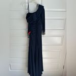 Mac Duggal Beaded Cuff Drop Shoulder Wrap Style Gown Dress 12231 Navy Photo 7