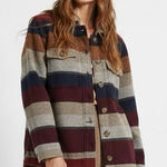 Idyllwind Striped Knit Shacket Womens M Red Gray Coastal Cowgirl Boho Western Photo 0