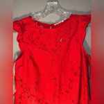 Monteau  Vibrant Red Lace Flutter Sleeve Blouse Medium NEW #721 Photo 2