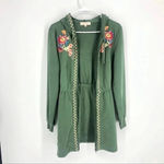 Solitaire  Women's Green Embroidered Boho Jacket Full Zip Photo 2