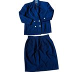 Dana Buchman Vintage Navy Blue Wool Blend Skirt Midi Skirt Size 14 Photo 4