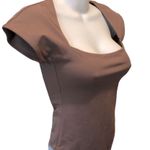 Babaton Contour Square Neck Bodysuit Sz. M Short Sleeve Mocha Aritzia Sexy Photo 2