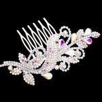 Christina Collection Aurora Borealis ornate hair comb.wedding prom special event Silver Photo 1