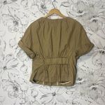 Schumacher Khaki Short Sleeve Jacket Top Blouse Tan Size M Photo 3