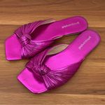 Jeffrey Campbell Knaughty-3 Pink Metallic Knotted Slip On Flat Mules Sandals 7 Photo 0
