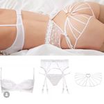 Mimi Holliday M Padded Bra Honeysuckle 1/4 Cup Plunge Silk Bridal Lace Bow Heart White Size M Photo 11