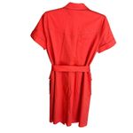 Chico's Chico’s Vibrant Coral Lined Snap Front Belted Shirt Dress Size 2.5 (L/14) Photo 4