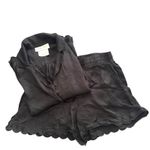 BHLDN  Juniper Scalloped Satin Pajama Set‎ Black Small Photo 4