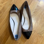 Franco Sarto Women’s Tan And Black Leather Ballet Flats Pointed Cap Toe Size 7.5 Photo 5