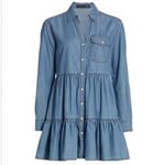 Veronica Beard Atari Chambray Tiered Denim Shirt Dress Blue Size 12 Photo 4