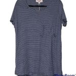 Max Studio  LONDON XS women hi low t-shirt with M short sleeve navy white striped Photo 0