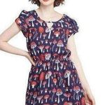 Modcloth Saturday splendor. a line dress blue with red mushrooms. Size XS Photo 0